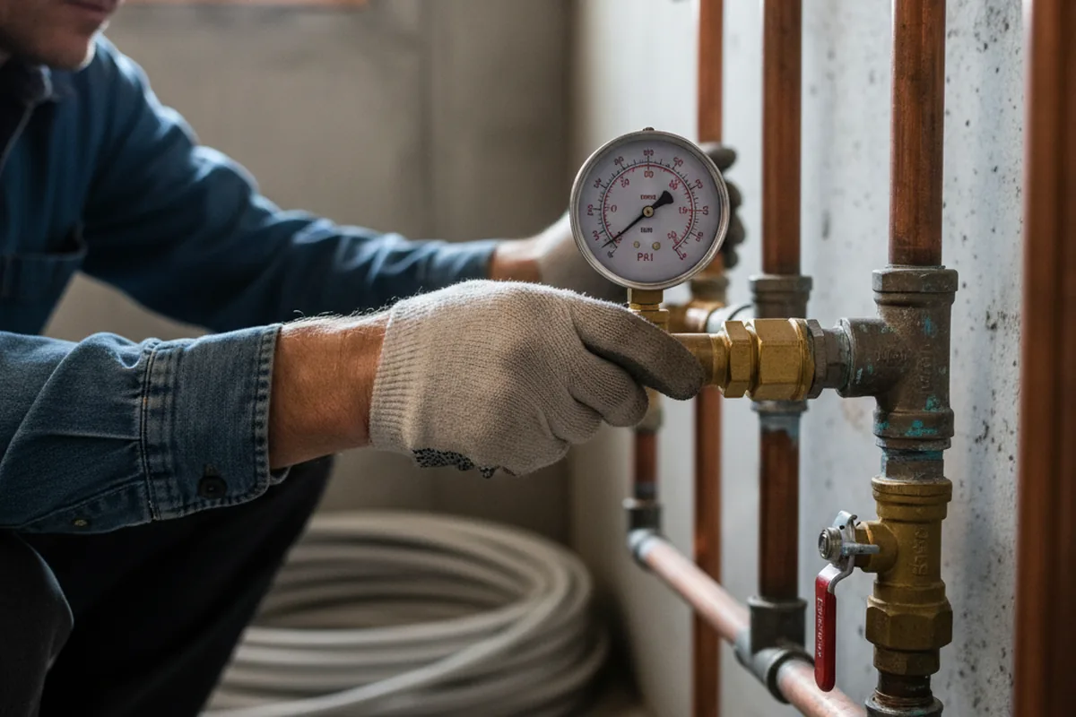Pressure testing a repaired line during Water Line Repair in Fort Walton Beach